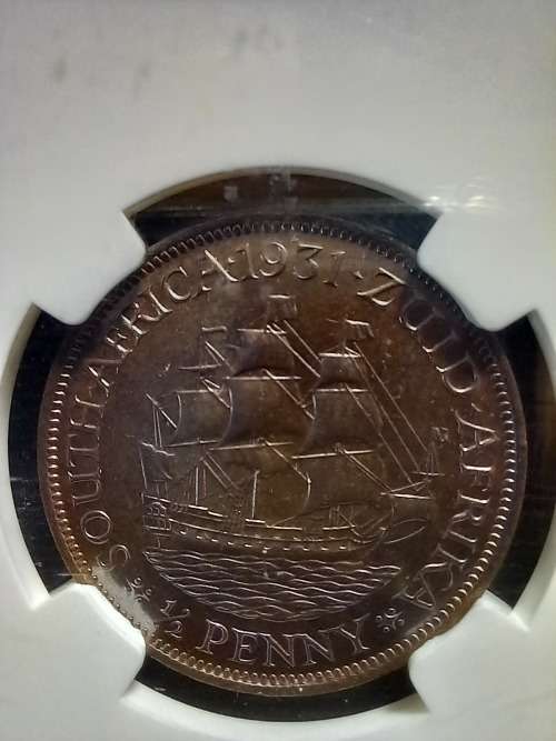 WOW WOW 1931Z Union Half Penny. Graded MS63 BN. Extremely Difficult to Get. Book Value R1450
