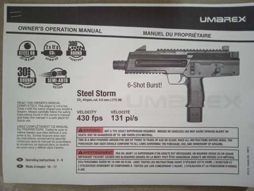UMAREX STEEL STORM BB GUN 4.5MM FULL AUTO - WITH LASER SCOPE