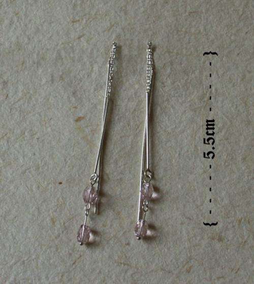 DELICATE EARRINGS STERLING SILVER WITH PINK CRYSTAL