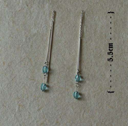 DELICATE EARRINGS STERLING SILVER WITH BLUE CRYSTAL