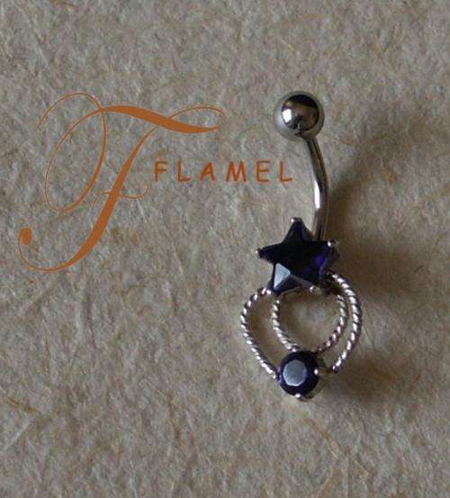 SURGICAL STEEL BELLY RING WITH SILVER & CRYSTAL