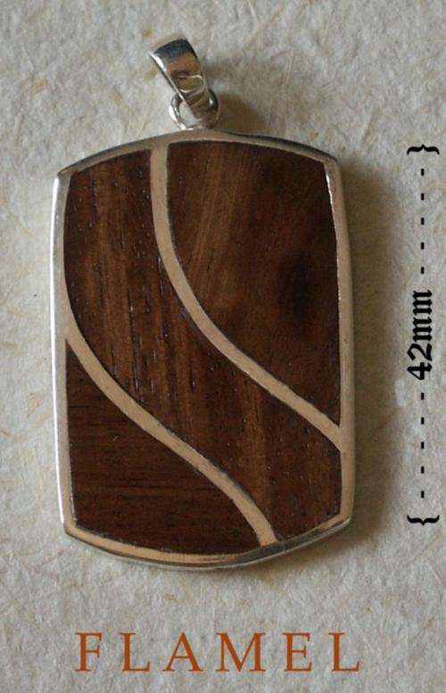 STERLING SILVER & WOOD PENDANT