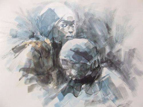 Large Signed Original Watercolour of African Women