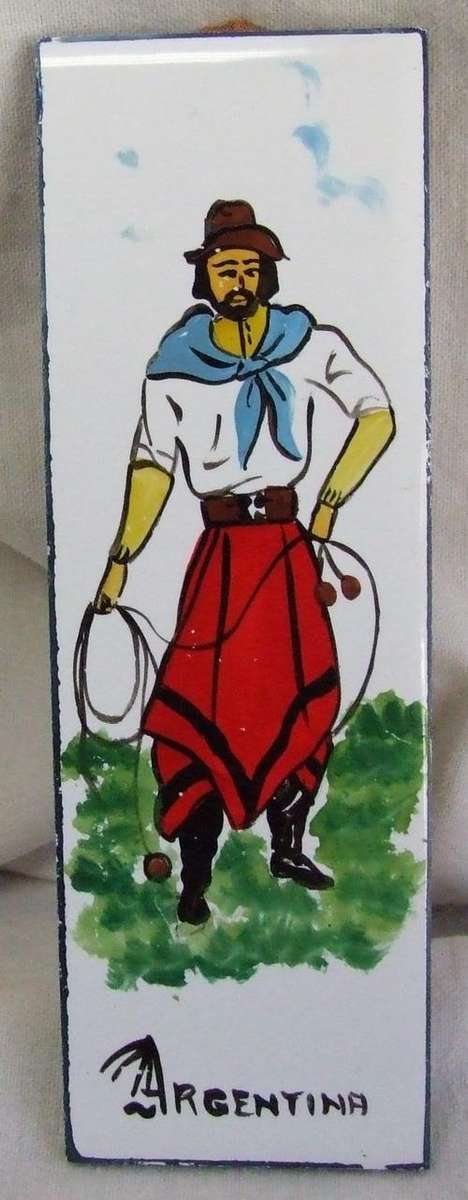 Handpainted Argentina Souvenir Ceramic Tile