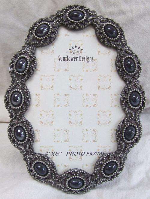 BEAUTIFUL! Sunflower Designs Photo Frame with semi precious stone inlay