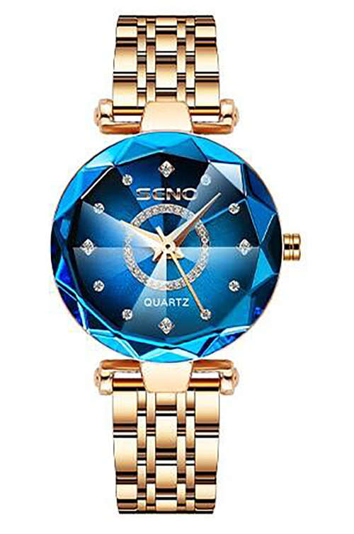 SENO Thin gold bracelet with Blue Dail