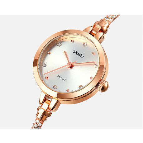 SKMEI Thin Premium Crystal-Accented Womans Watch White Edition