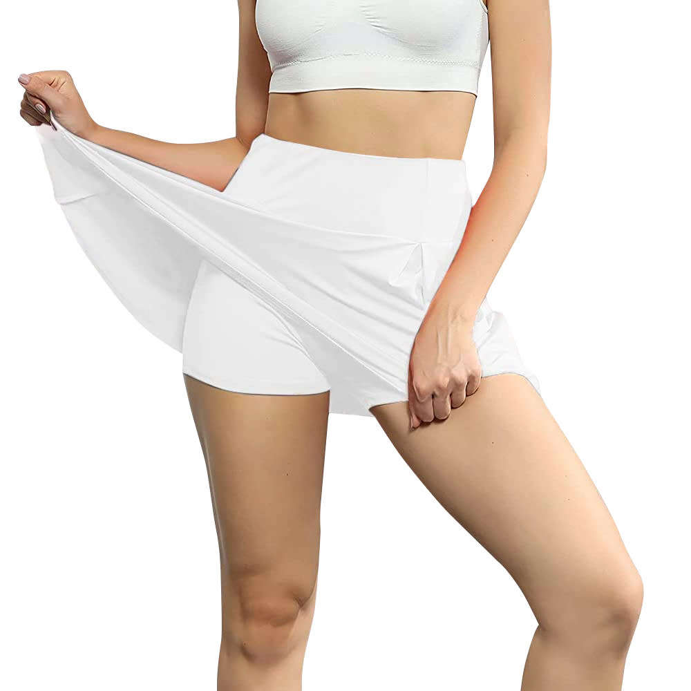 Women Sports Quick Drying Tennis & Golf Skirt -White
