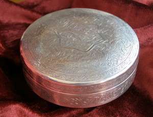 EGYPTIAN SILVER Finely Decorated Trinket Box 205g