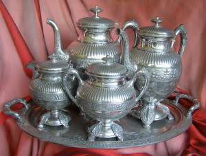 Simpson Hall Miller & Co. ORNATE TEASET ON TRAY ***Rare and Stunning!!*** (value R5000-10000)