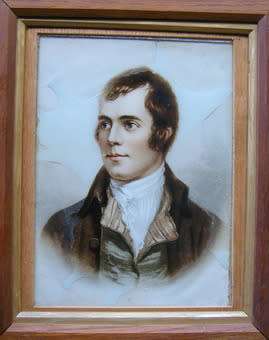 CHRYSTOLEUM-LIKE PORTRAIT of Robbie Burns in Oak Frame