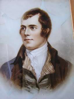CHRYSTOLEUM-LIKE PORTRAIT of Robbie Burns in Oak Frame