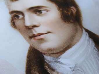 CHRYSTOLEUM-LIKE PORTRAIT of Robbie Burns in Oak Frame