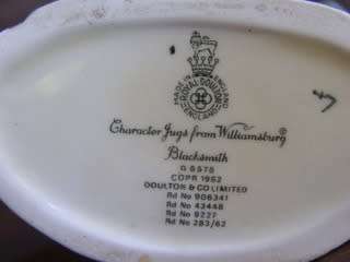 Royal Doulton CHARACTER JUG - Blacksmith from Williamsburg