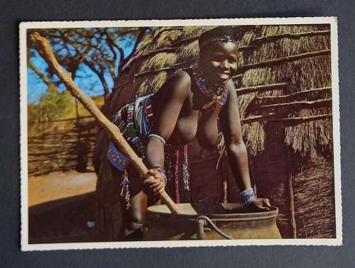 Arthur English South African POSTCARD - Zulu Wife cooking