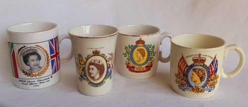 4 Commemorative British Royalty Mugs/ Beakers
