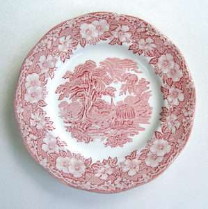 WEDGWOOD Large Woodland Pink & White Plate