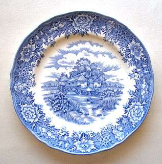 ALFRED MEAKIN Blue and White English Village Plate