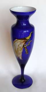 Tall GLASS VASE with Bird of Paradise