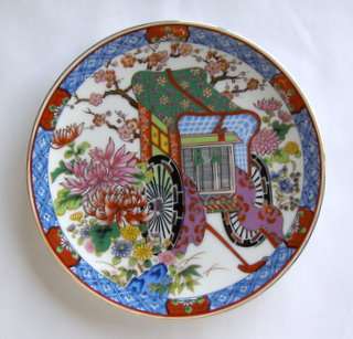 IMARI Plate with Japanese Cart and Flowers