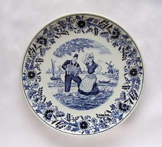 BOCH Delft Blue & White Plate - Dancing to the Accordion