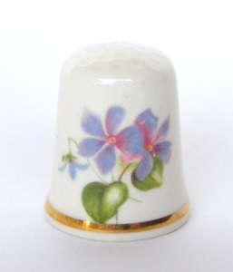 Mason's Floral THIMBLE with Purple Flowers