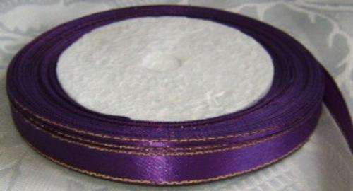 Purple wth gold stitching satin Ribbon