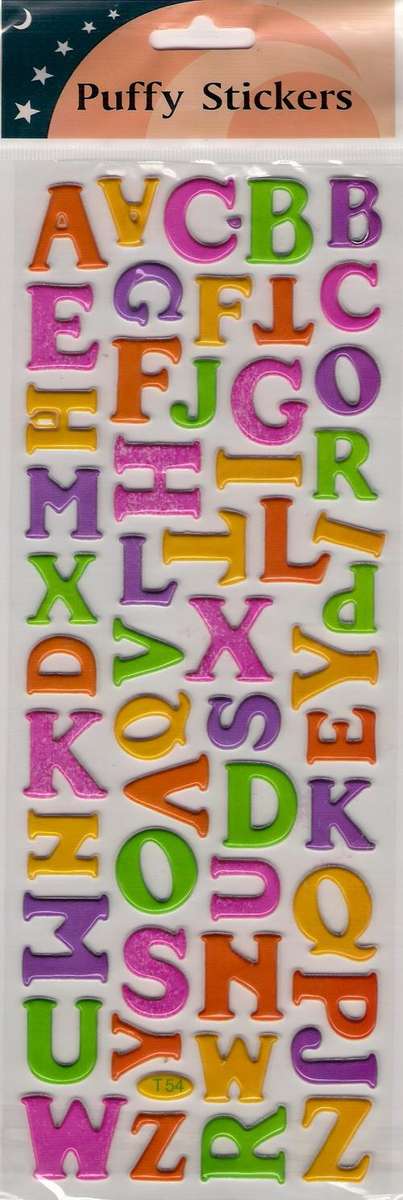 PUFFY COLORED LETTER STICKERS