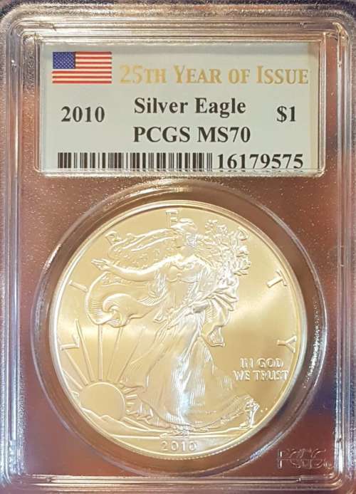 ++Wow 2010 Silver Eagle  (25th Year of Issue) PCGS Graded MS70 Finest Known..... ++