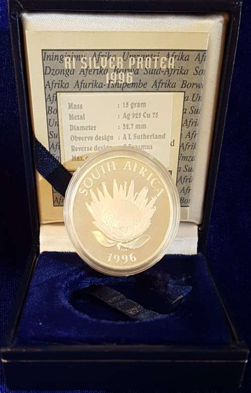 ++Stunning Proof 1996 Protea Series Constitution Silver R1 Encapsulated & in SAM Box with COA++