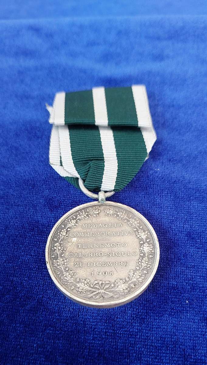 - 1908 Italy Kingdom Messina Earthquake Commemorative Medal -