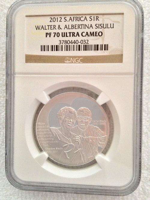 ***2012 WALTER & ALBERTINA SISULU R1 NGC GRADED PF70-PERFECT COIN!***