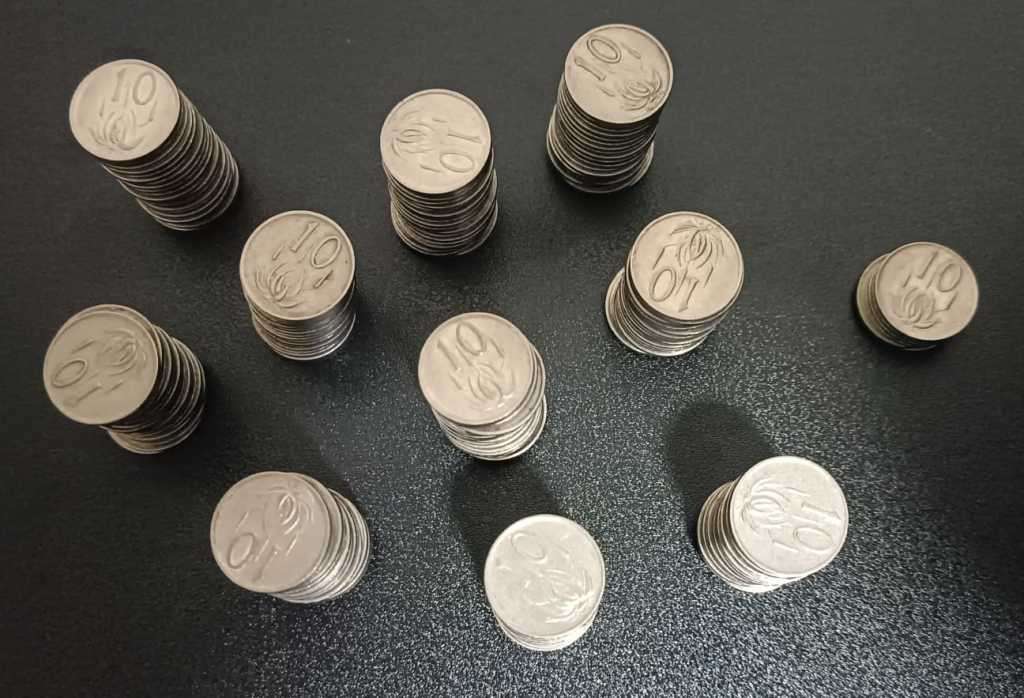 A Quantity of 206 Old South African 10 Cent Coins
