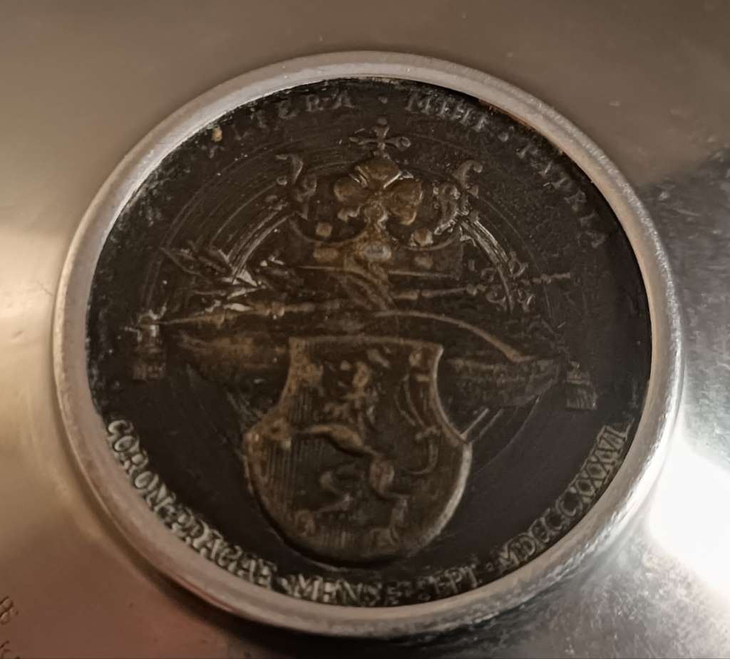 Stainless Steel Bowl with Embdedded Coronation of Maria Anna Medal Reproduction Medal