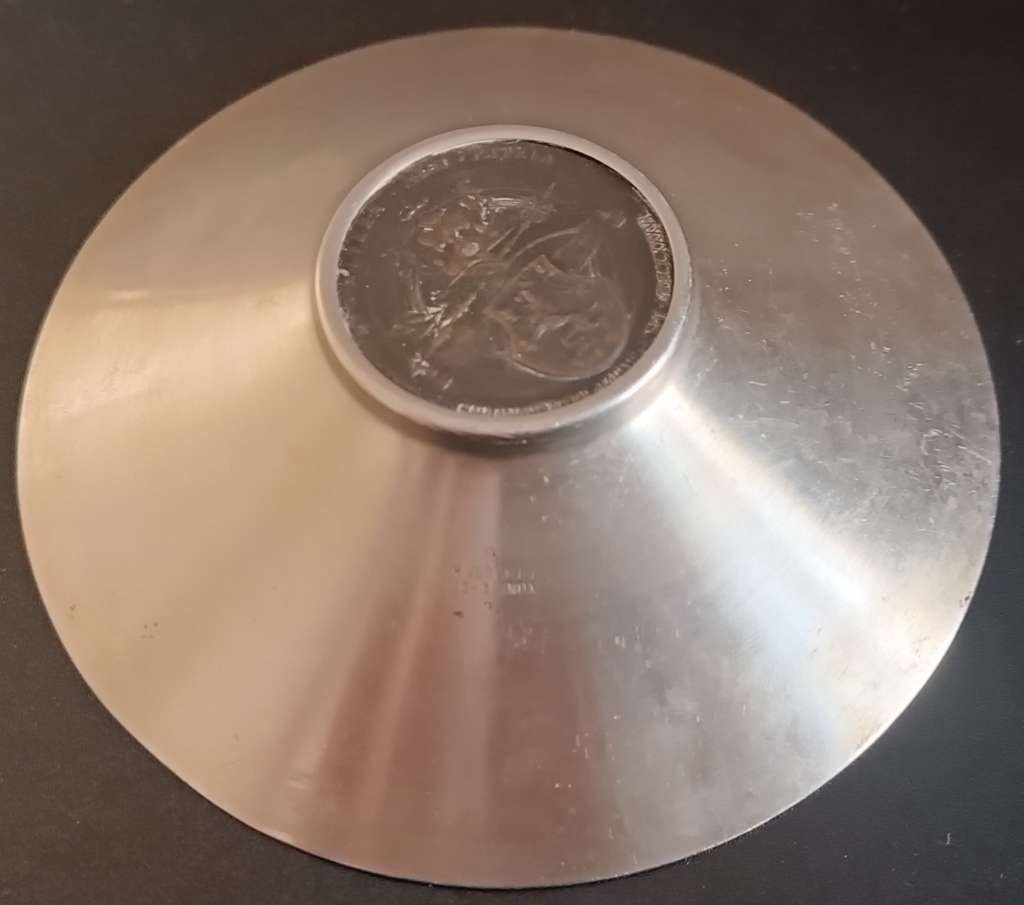 Stainless Steel Bowl with Embdedded Coronation of Maria Anna Medal Reproduction Medal