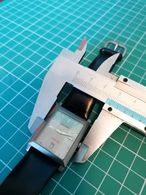 Tank shaped Orient quartz watch, titanium