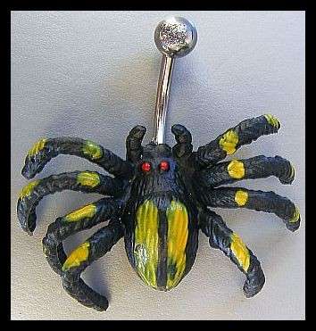 WEIRD & WONDERFUL BLACK & YELLOW SPIDER BELLYRING - FOR PARTY GALS