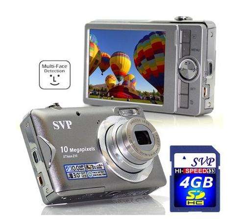 SVP Slim Xthinn-Z10 Silver 10MP 3x Optical Zoom 3" LCD ISO 1000 Digital Camera