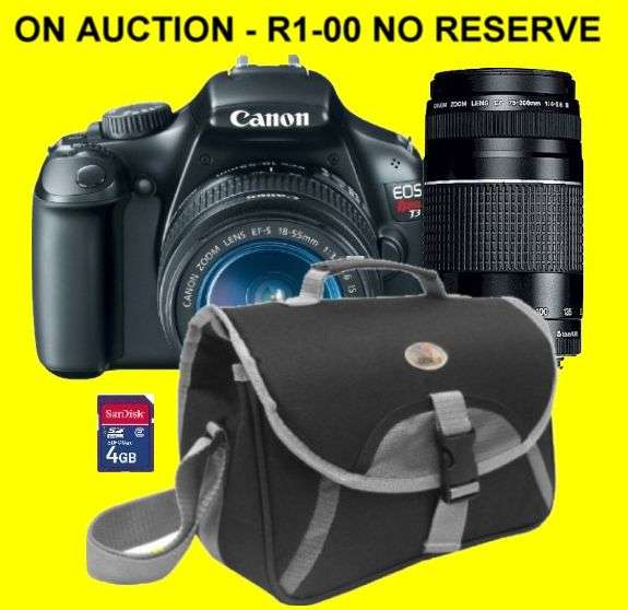 Canon EOS Rebel T3 / 1100D with 18-55mm IS II and Canon 75-300mm Lens 4Gb Card and Bag