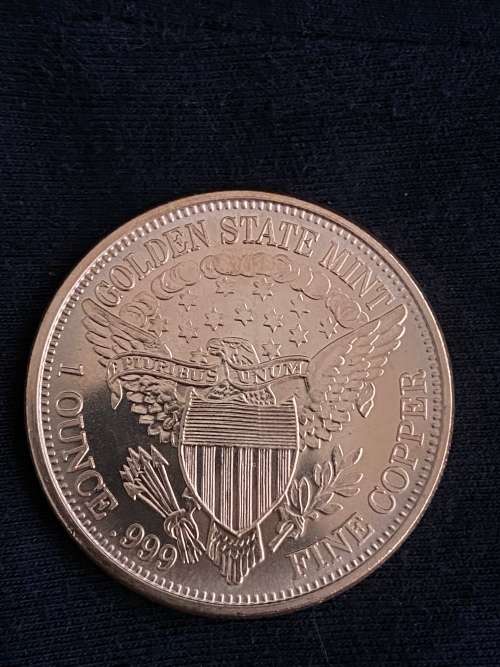 Liberty Golden State mint - 1 AVDP ounce copper round
