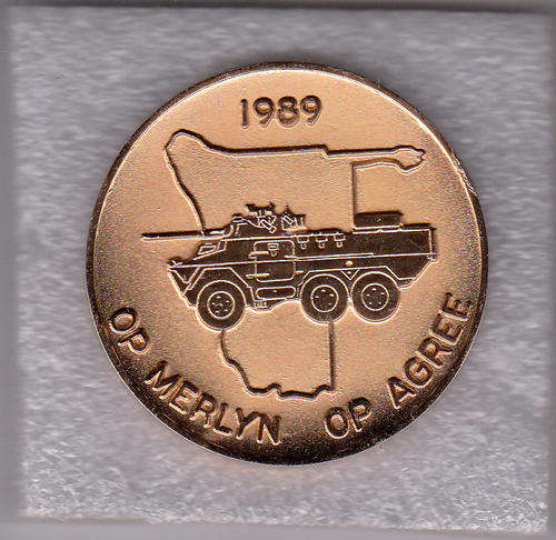 MECHANISED BATTALION MEDALLION FOR OPS MERLYN & OPS AGREE 1989