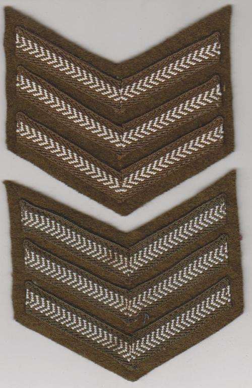 1 PAIR OF SERGEANT FIELD DRESS SA ARMY RANK