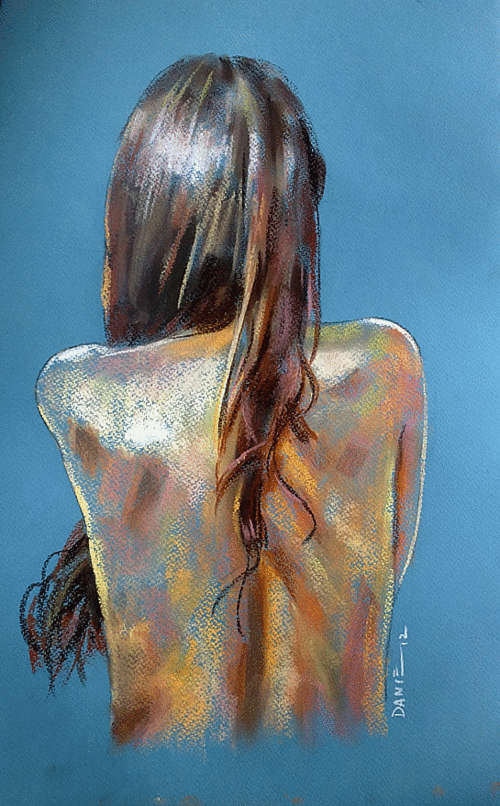 Colourful nude, pastel artwork by Danie Cronje, unframed