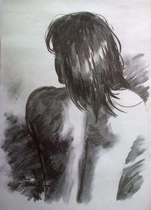 Embrace, original charcoal drawing by Danie cronje, unframed