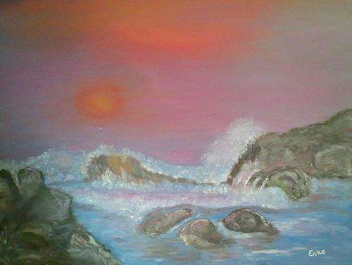 Sea, original oil painting by Erika