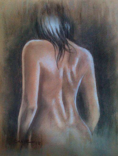 Missing towel, pastel artwork by Danie Cronje, unframed