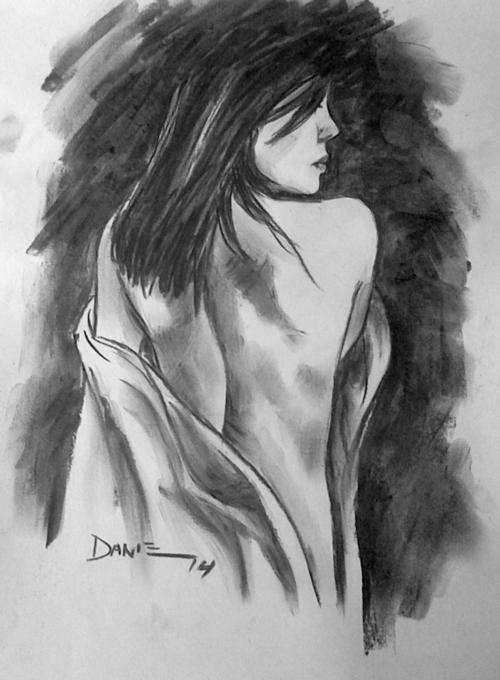 Charcoal Nude 10, charcoal drawing by Danie Cronje, unframed