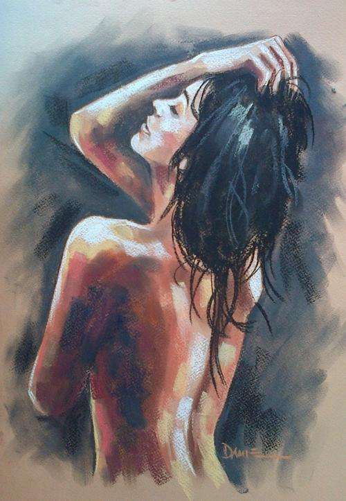 Sensual, pastel artwork by Danie Cronje, unframed