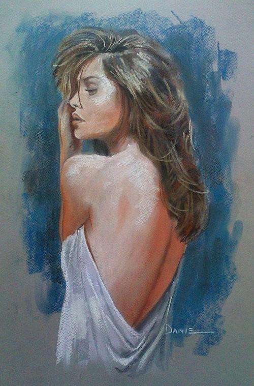 Semi Nude 11, pastel artwork by Danie Cronje, unframed.