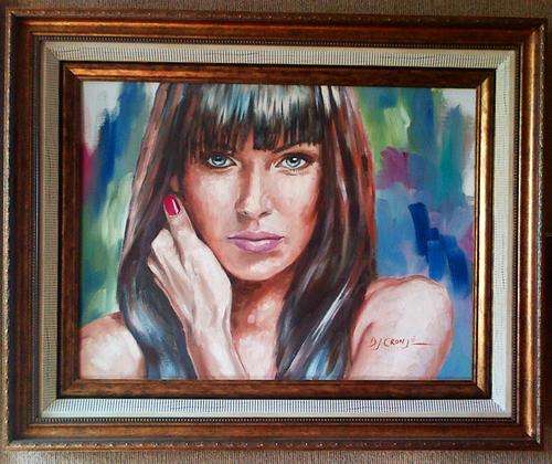 The eyes, oil painting by Danie Cronje, framed.